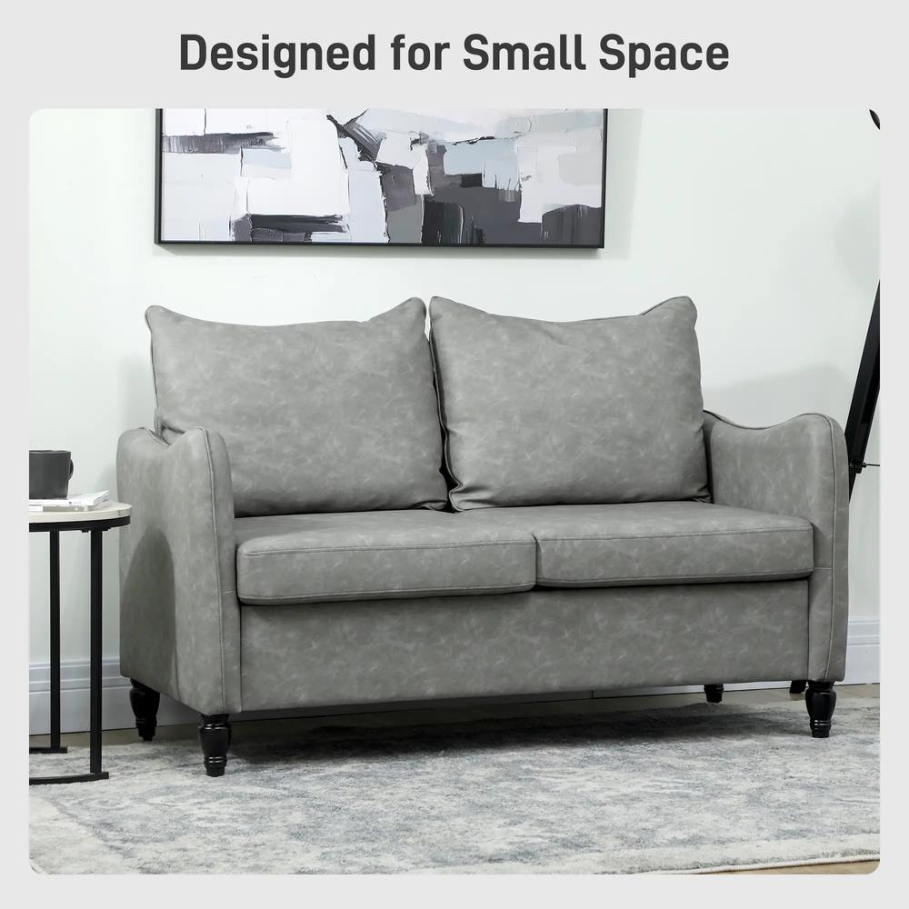 HOMCOM Faux Leather Marble-Effect Two-Seater Sofa Additional View 17