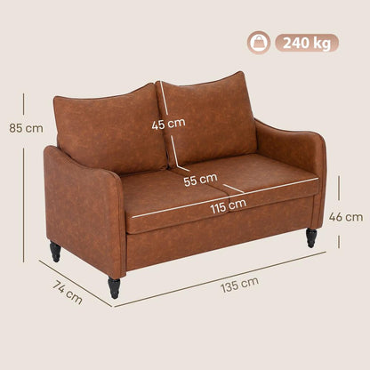 HOMCOM Faux Leather Marble-Effect Two-Seater Sofa Additional View 3