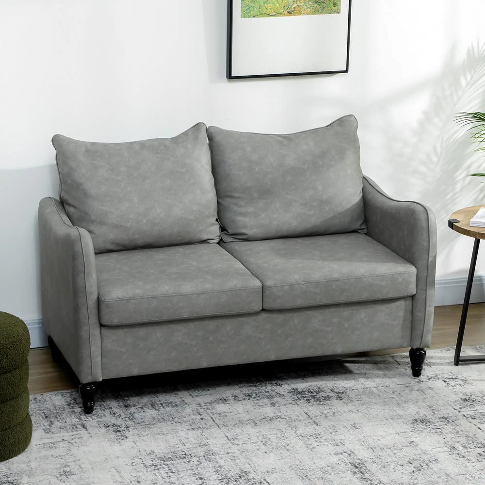 HOMCOM Faux Leather Marble-Effect Two-Seater Sofa Additional View 21
