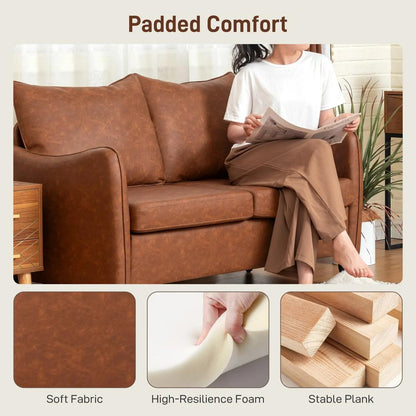 HOMCOM Faux Leather Marble-Effect Two-Seater Sofa Additional View 4