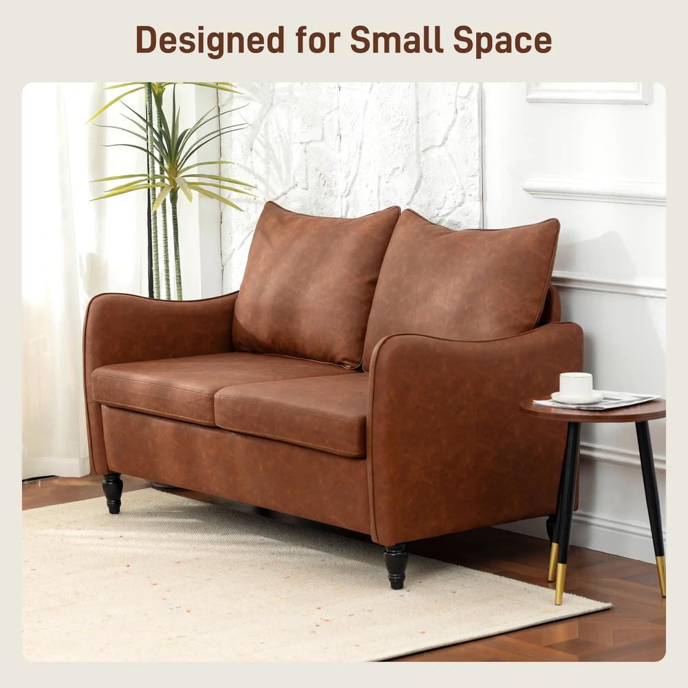 HOMCOM Faux Leather Marble-Effect Two-Seater Sofa Additional View 6