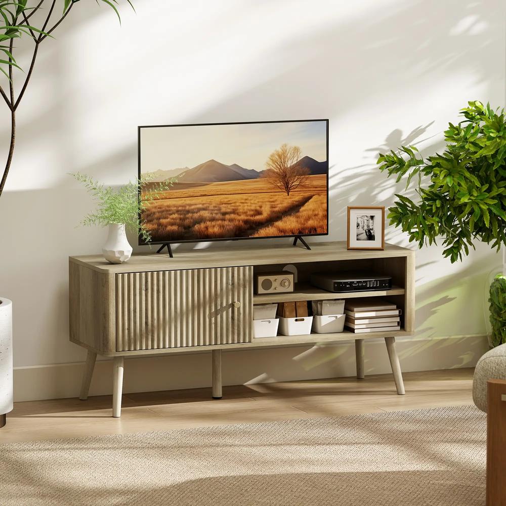 HOMCOM TV Stand Cabinet for TVs up to 55" - Oak Additional View 2