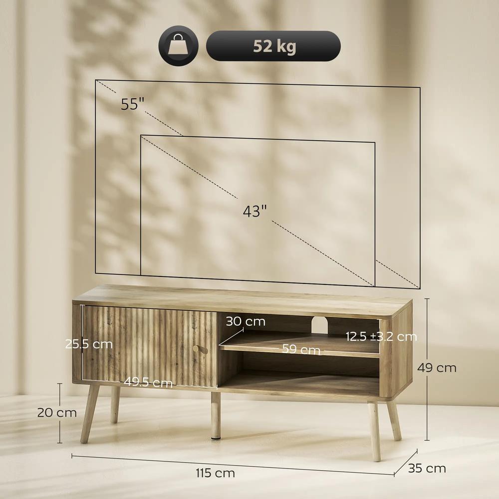 HOMCOM TV Stand Cabinet for TVs up to 55" - Oak Additional View 3