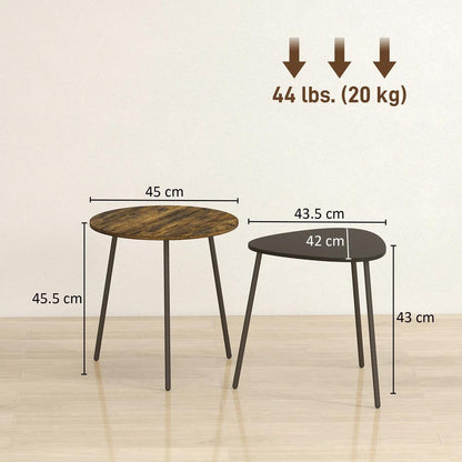 HOMCOM Nesting Side Table Set of 2 - Rustic Brown Additional View 3