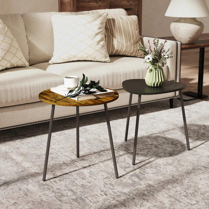 HOMCOM Nesting Side Table Set of 2 - Rustic Brown Additional View 10