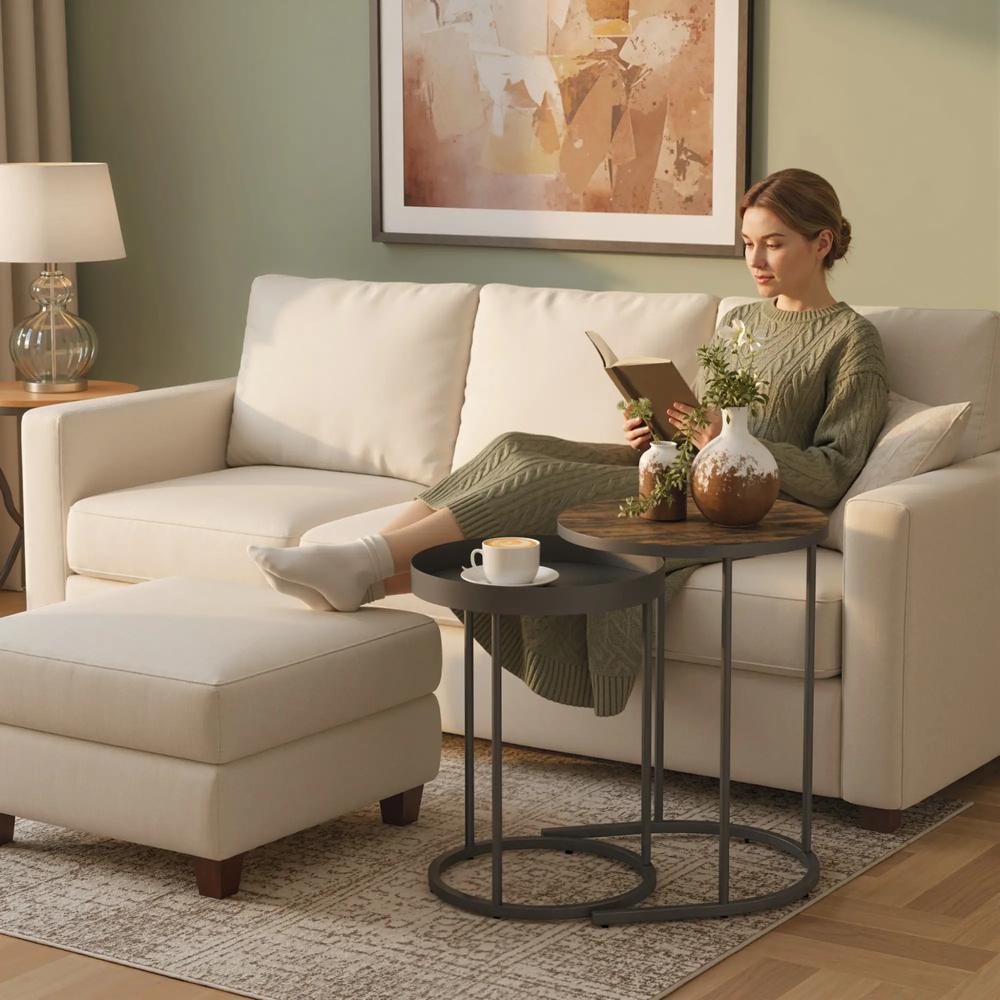 HOMCOM Set of Two Industrial Nesting Tables Additional View 9