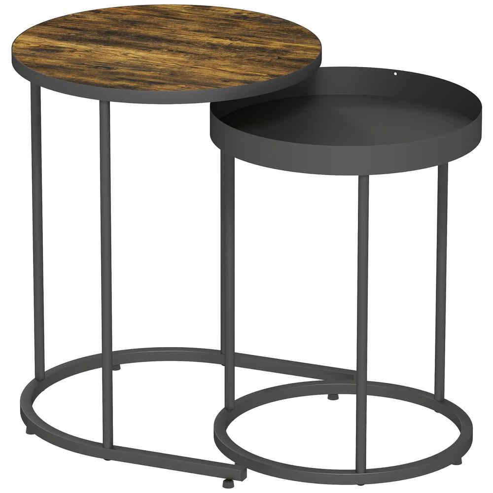 HOMCOM Set of Two Industrial Nesting Tables