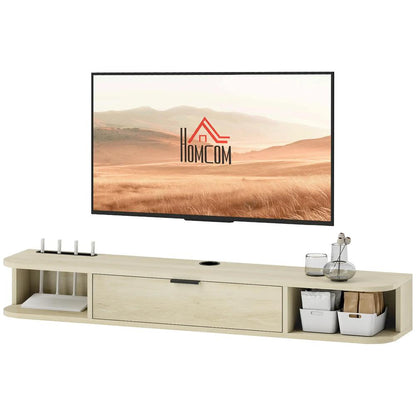 HOMCOM 120 cm Floating TV Unit for TVs up to 50 Inch - Natural Additional View 11