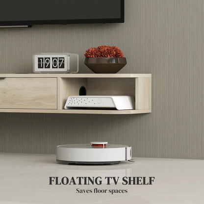 HOMCOM 120 cm Floating TV Unit for TVs up to 50 Inch - Natural Additional View 4