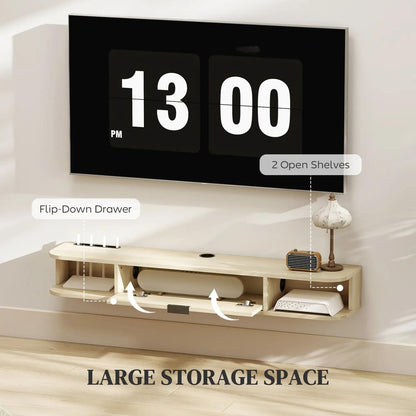 HOMCOM 120 cm Floating TV Unit for TVs up to 50 Inch - Natural Additional View 5