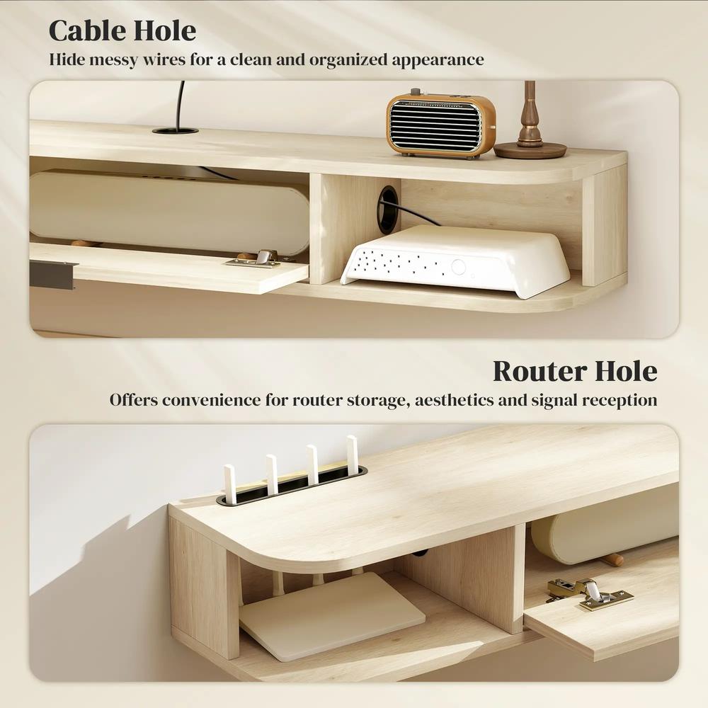 HOMCOM 120 cm Floating TV Unit for TVs up to 50 Inch - Natural Additional View 6