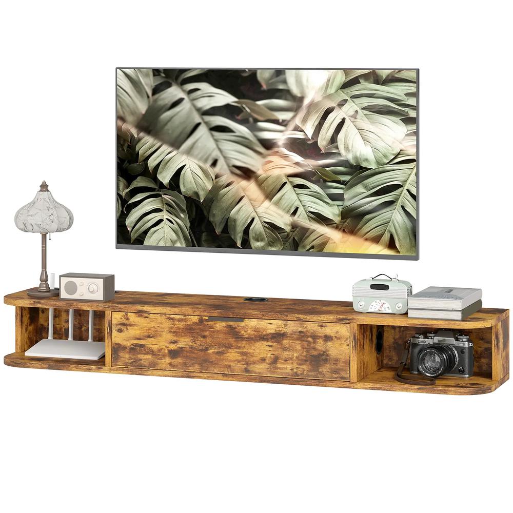 HOMCOM 120 cm Floating TV Unit for TVs up to 50 Inch - Rustic Brown Additional View 11