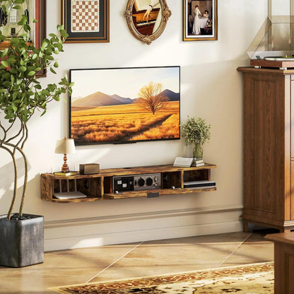 HOMCOM 120 cm Floating TV Unit for TVs up to 50 Inch - Rustic Brown Additional View 8