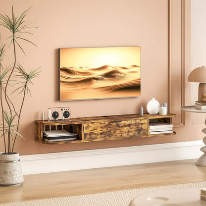 HOMCOM 120 cm Floating TV Unit for TVs up to 50 Inch - Rustic Brown Additional View 10