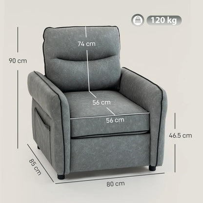 HOMCOM Accent Chair, Faux Leather Armchair - Grey Additional View 3