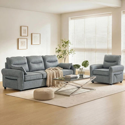 HOMCOM Accent Chair, Faux Leather Armchair - Grey Additional View 8