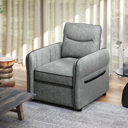 HOMCOM Accent Chair, Faux Leather Armchair - Grey Additional View 10