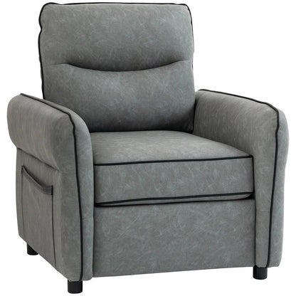 HOMCOM Accent Chair, Faux Leather Armchair - Grey