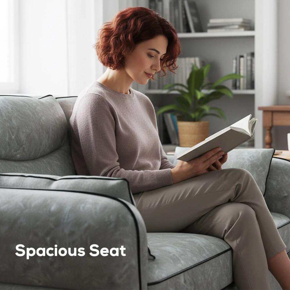 HOMCOM 2 Seater Sofa, Faux Leather Loveseat - Grey Additional View 5