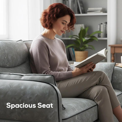 HOMCOM 2 Seater Sofa, Faux Leather Loveseat - Grey Additional View 5