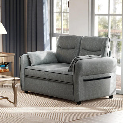 HOMCOM 2 Seater Sofa, Faux Leather Loveseat - Grey Additional View 10