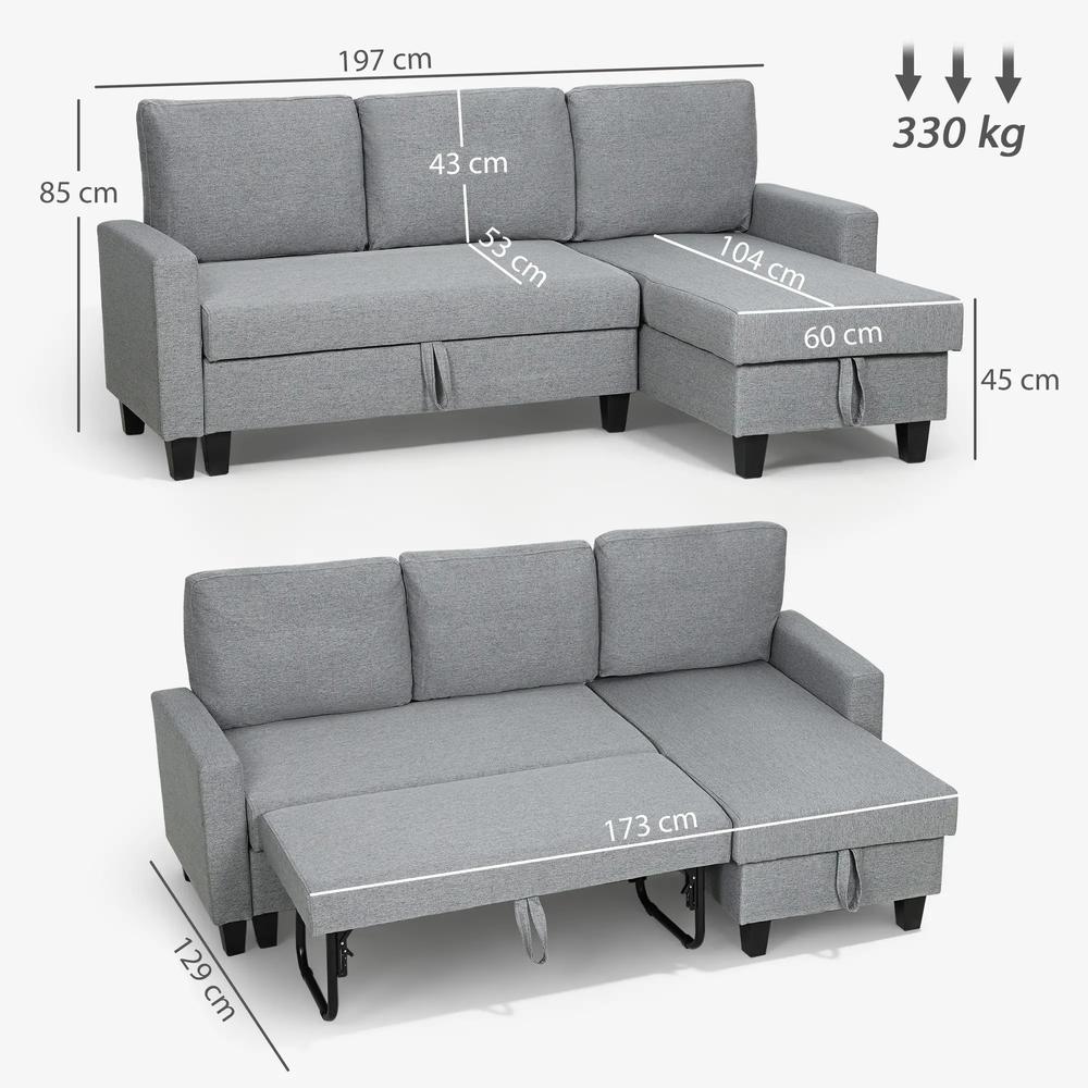 HOMCOM Three-Seater Storage Sofa Bed Additional View 14