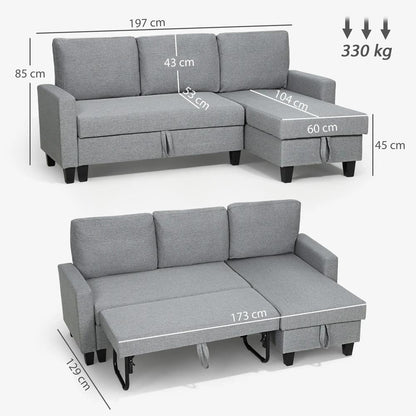 HOMCOM Three-Seater Storage Sofa Bed Additional View 14