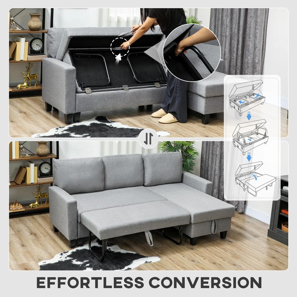 HOMCOM Three-Seater Storage Sofa Bed Additional View 16