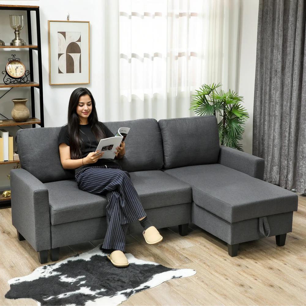 HOMCOM Three-Seater Storage Sofa Bed Additional View 2