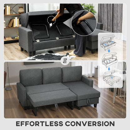 HOMCOM Three-Seater Storage Sofa Bed Additional View 5