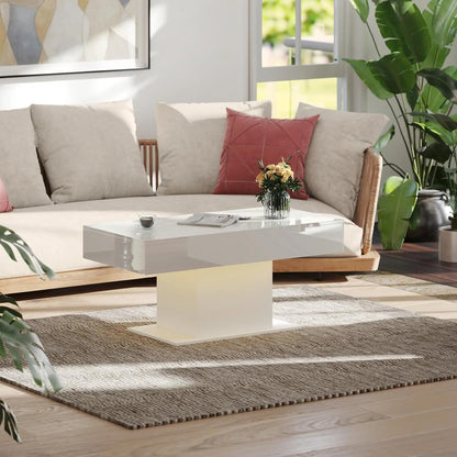 HOMCOM Extendable Coffee Table with LED Lights and Storage - High Gloss White Additional View 9