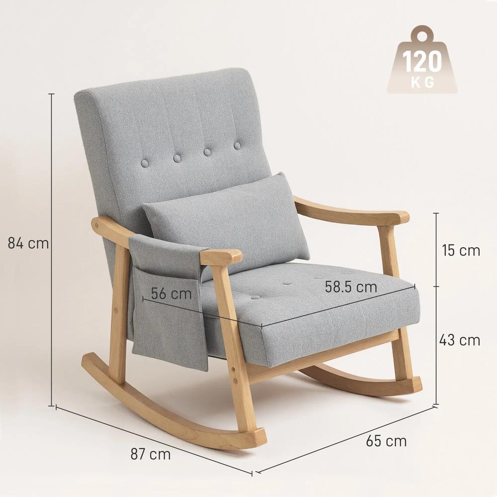 HOMCOM Wood Frame Rocking Accent Chair Additional View 14