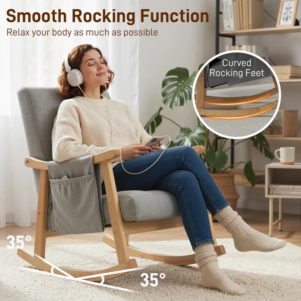 HOMCOM Wood Frame Rocking Accent Chair Additional View 15
