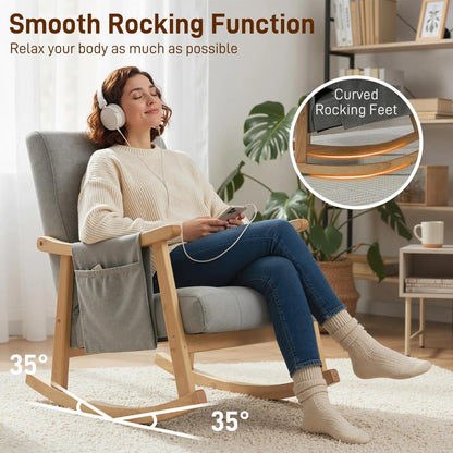 HOMCOM Wood Frame Rocking Accent Chair Additional View 15