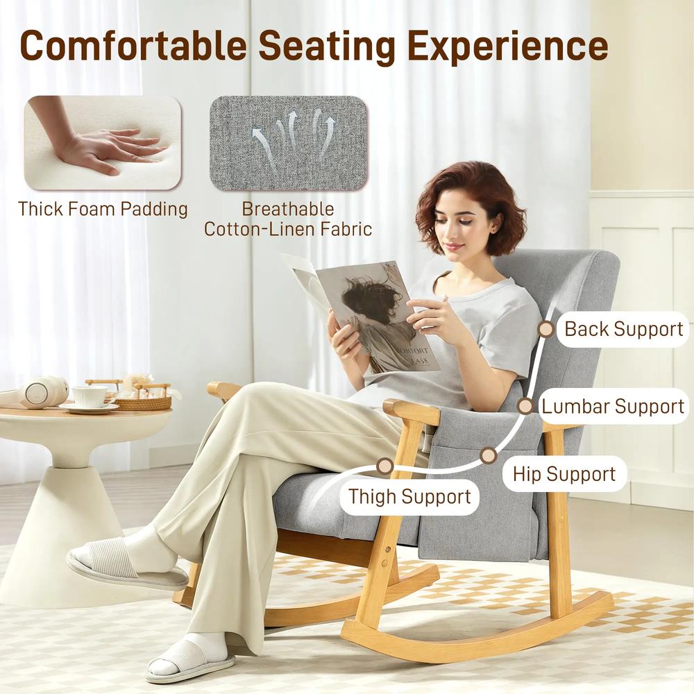 HOMCOM Wood Frame Rocking Accent Chair Additional View 16