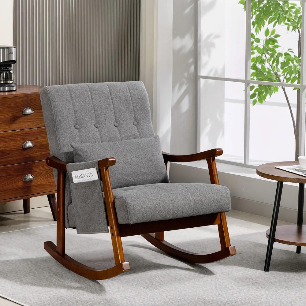 HOMCOM Wood Frame Rocking Accent Chair Additional View 2