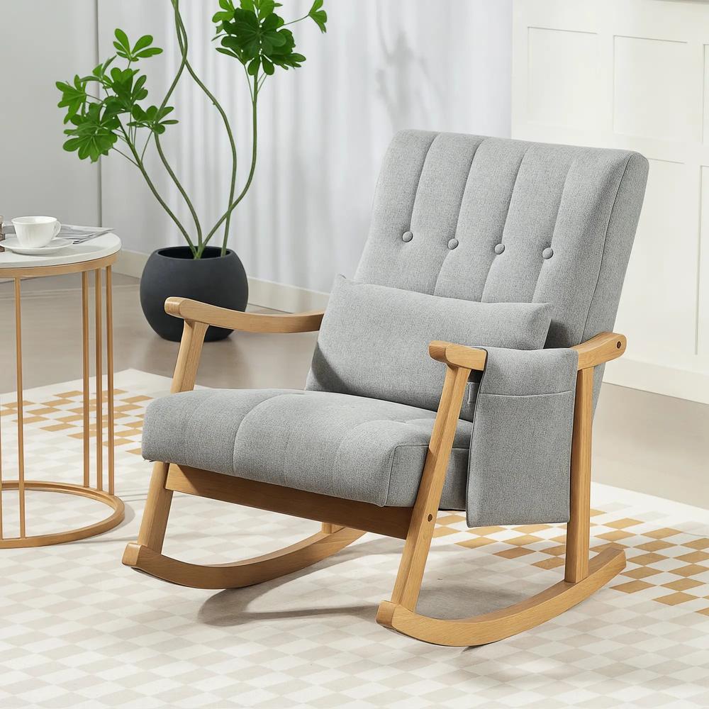 HOMCOM Wood Frame Rocking Accent Chair Additional View 21