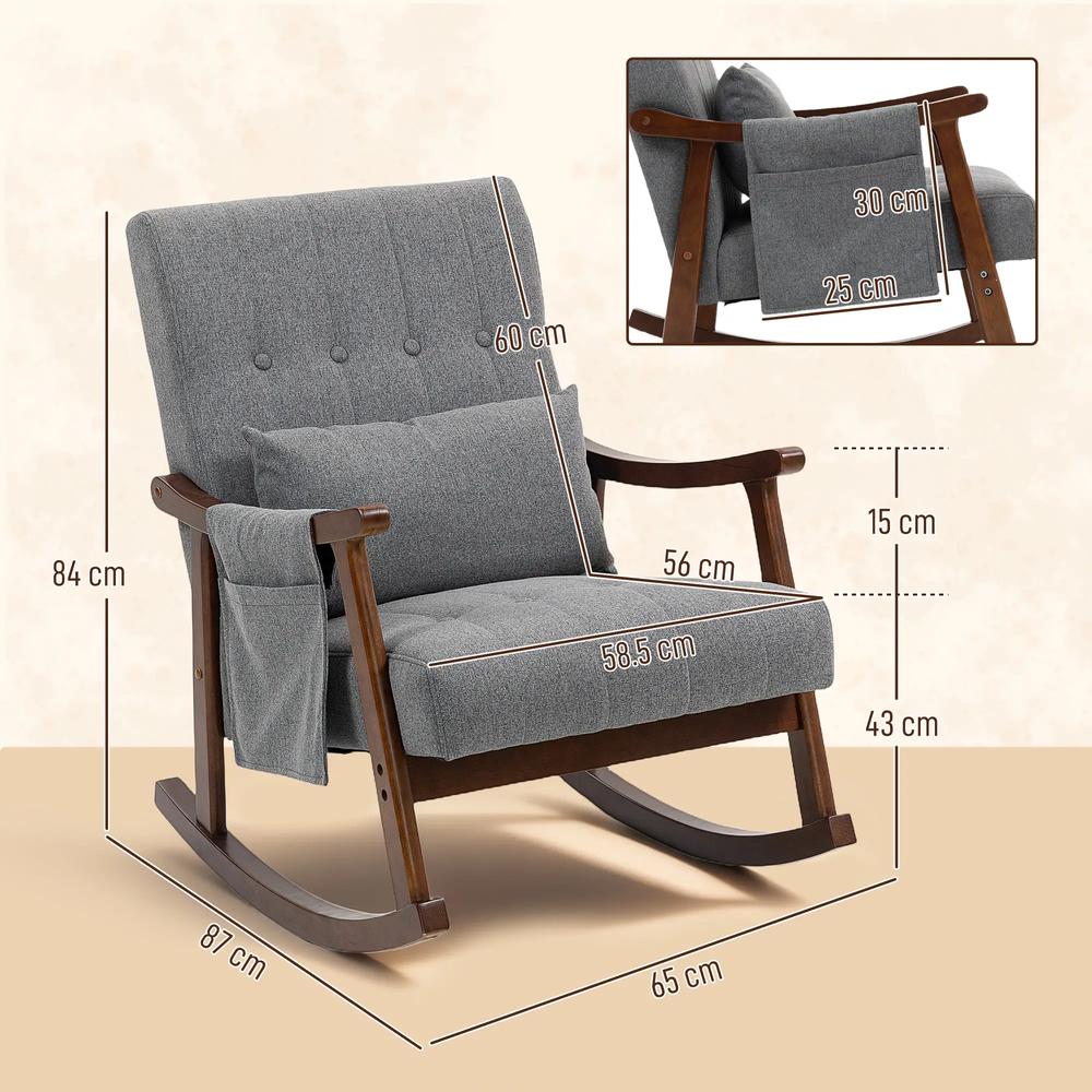 HOMCOM Wood Frame Rocking Accent Chair Additional View 3