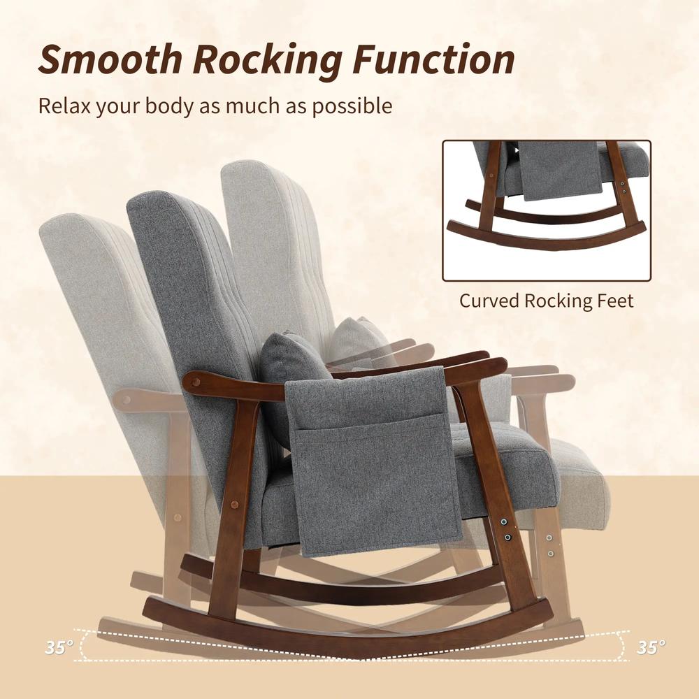 HOMCOM Wood Frame Rocking Accent Chair Additional View 4