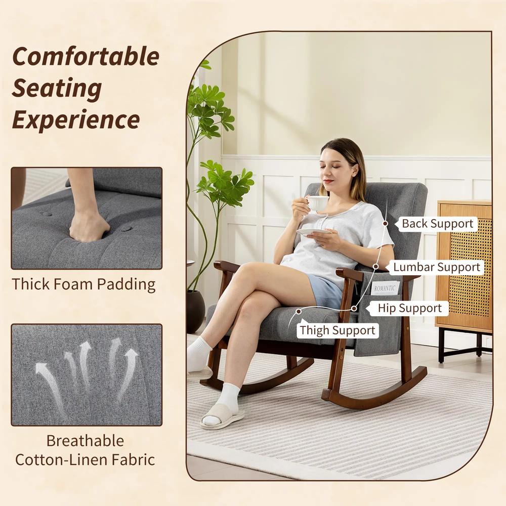 HOMCOM Wood Frame Rocking Accent Chair Additional View 5