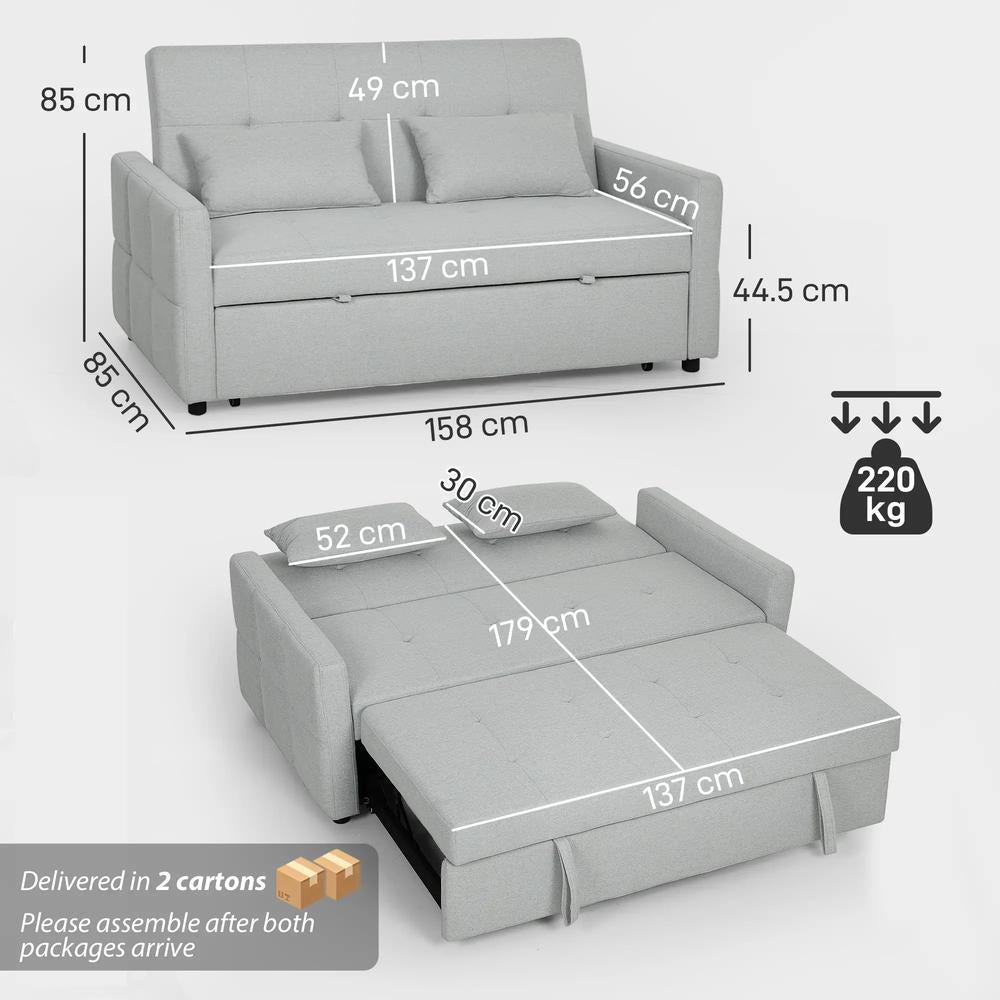 HOMCOM Three-Way Two-Seater Sofa Bed Additional View 18