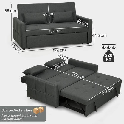 HOMCOM Three-Way Two-Seater Sofa Bed Additional View 3