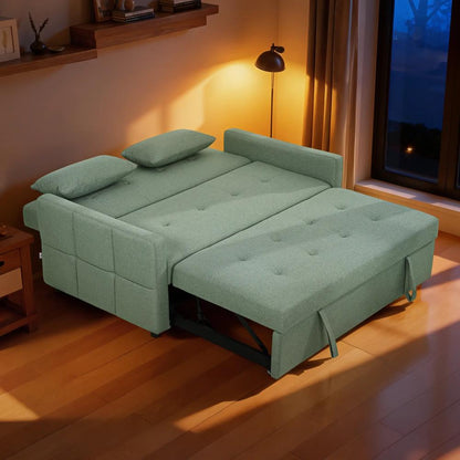HOMCOM Three-Way 2 Seater Sofa Bed with Three-position back and Two Soft Pillows - Green Additional View 14