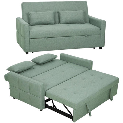 HOMCOM Three-Way 2 Seater Sofa Bed with Three-position back and Two Soft Pillows - Green Additional View 15