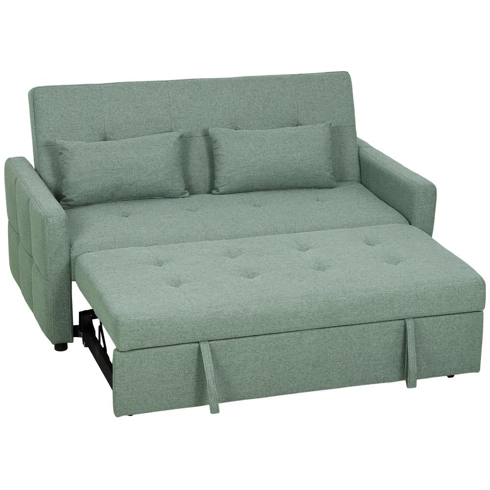 HOMCOM Three-Way 2 Seater Sofa Bed with Three-position back and Two Soft Pillows - Green Additional View 16