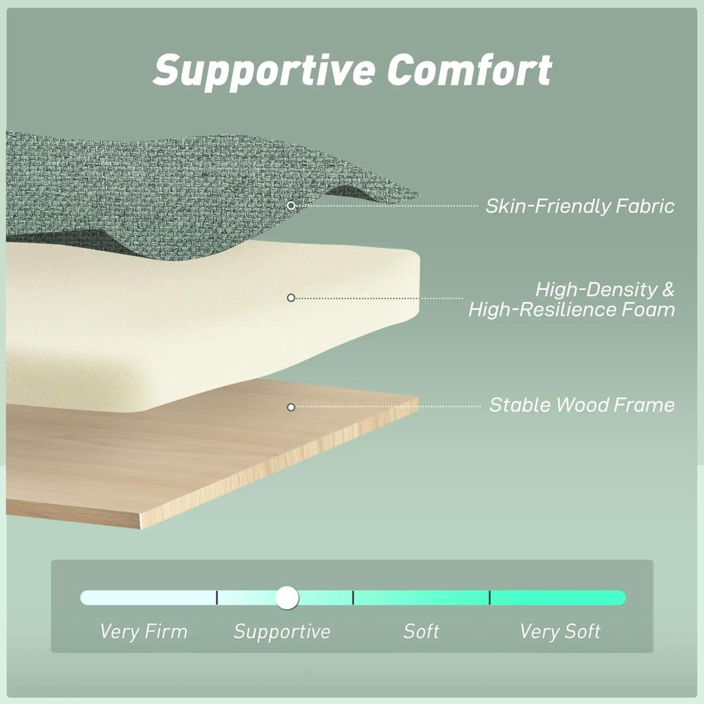 HOMCOM Three-Way 2 Seater Sofa Bed with Three-position back and Two Soft Pillows - Green Additional View 7