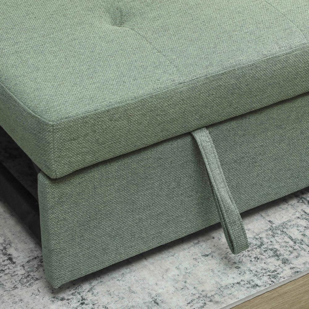 HOMCOM Three-Way 2 Seater Sofa Bed with Three-position back and Two Soft Pillows - Green Additional View 10