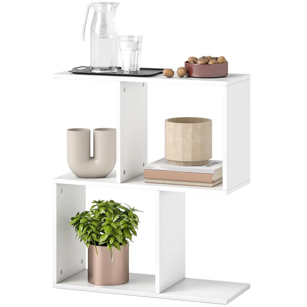 HOMCOM Side Table, Narrow End Table with Storage Shelves, S-Shaped, 3-Tier, 50W x 19.5D x 58H cm Additional View 11