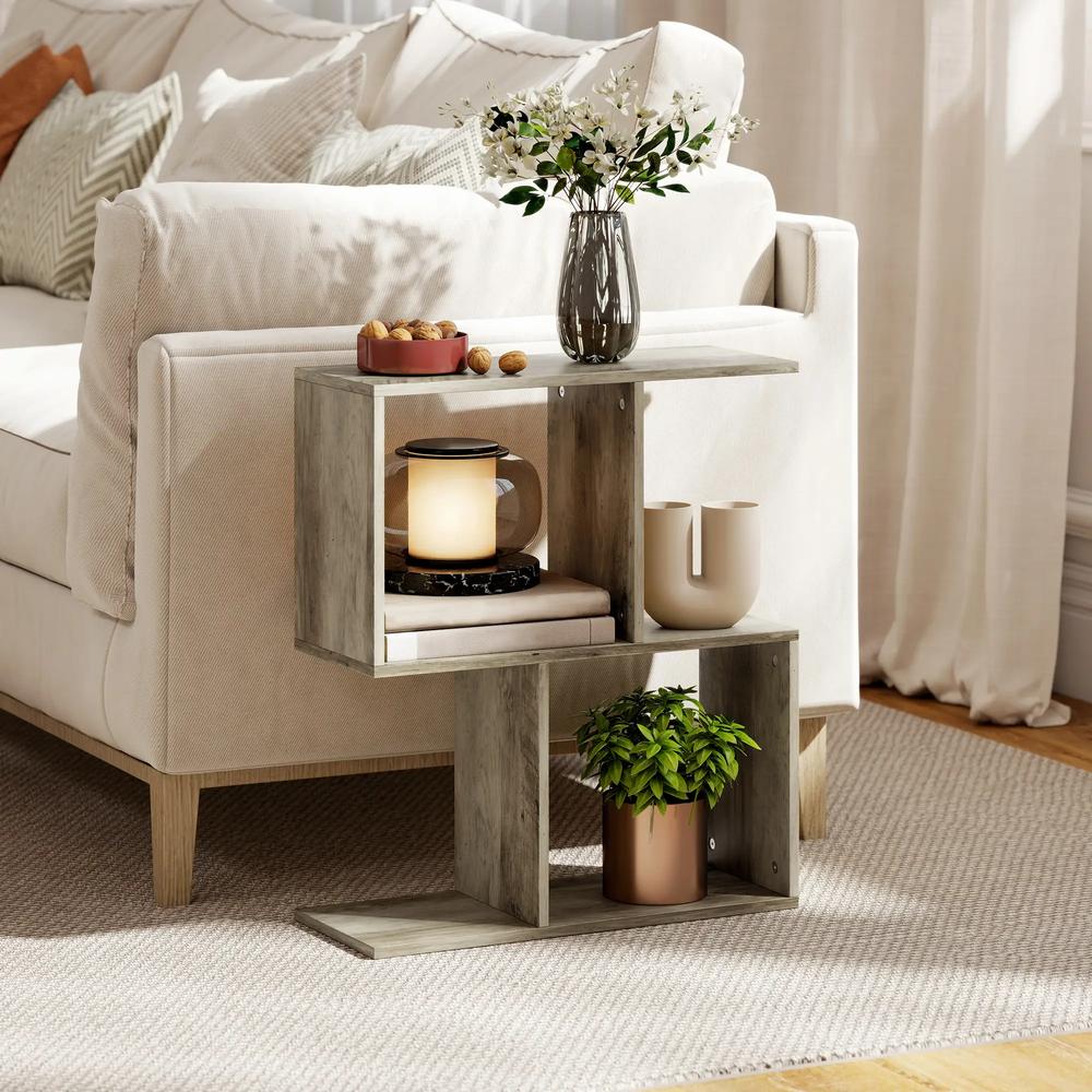 HOMCOM Side Table, Narrow End Table with Storage Shelves, S-Shaped, 3-Tier, 50W x 19.5D x 58H cm Additional View 13