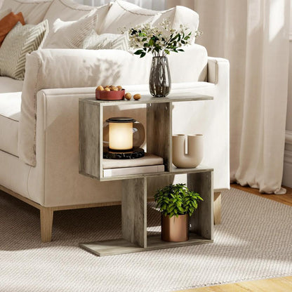 HOMCOM Side Table, Narrow End Table with Storage Shelves, S-Shaped, 3-Tier, 50W x 19.5D x 58H cm Additional View 13